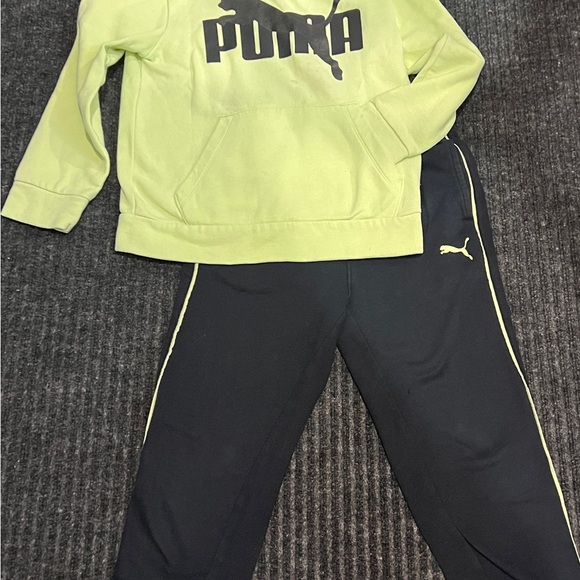 Puma  Neon Green Hoodie and Black Track Pants Kids size S (8) - Picture 11 of 11